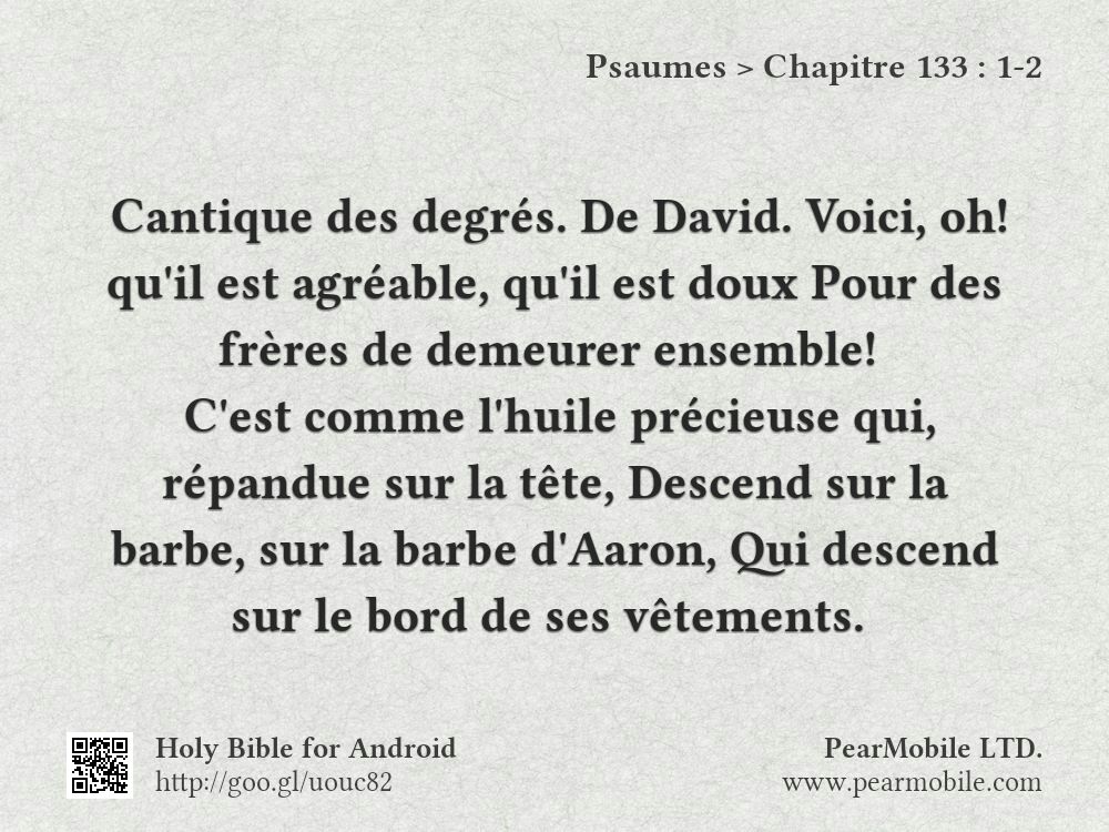 Psaumes, Chapitre 133:1-2